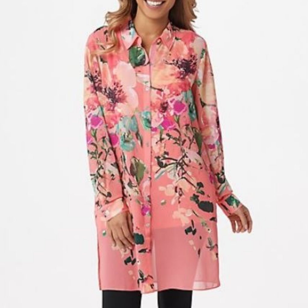 Dennis Basso Printed Chiffon Duster And Tank 4227